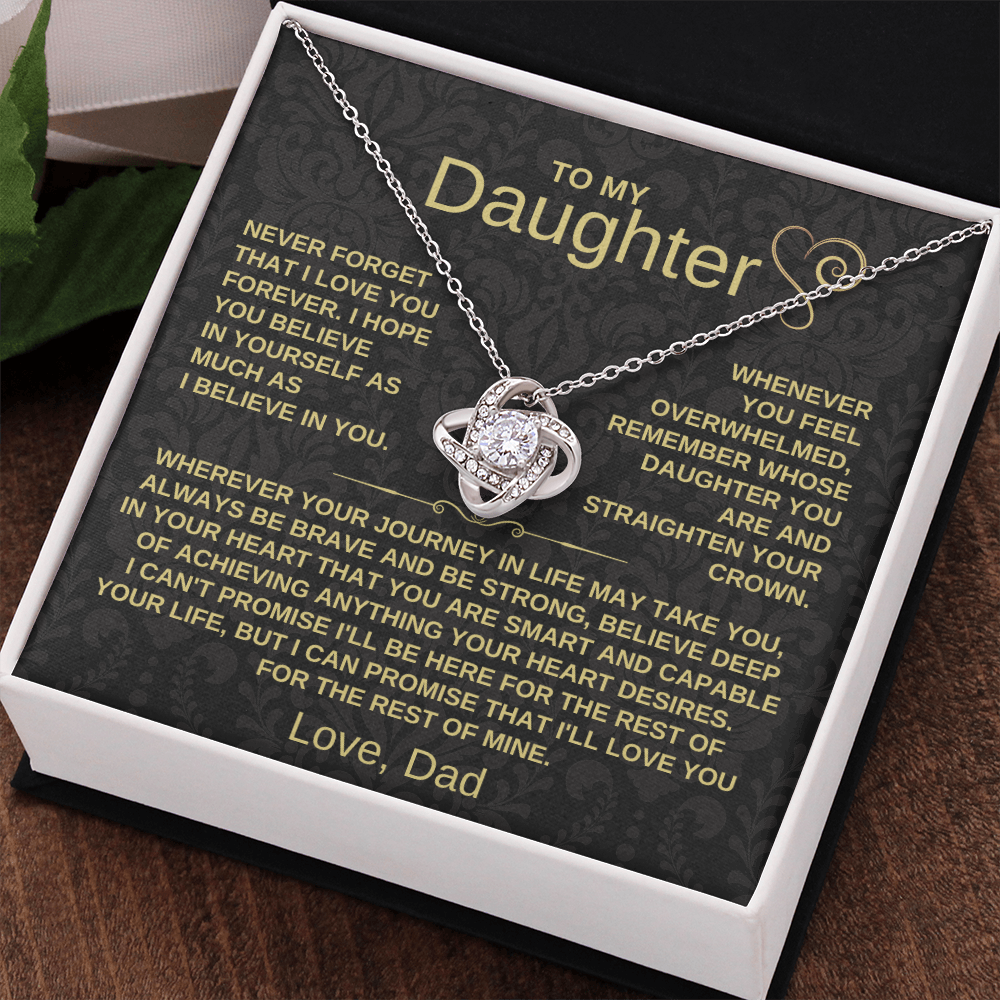 To My Daughter - Never Forget That I Love You - Love Knot Necklace Gift