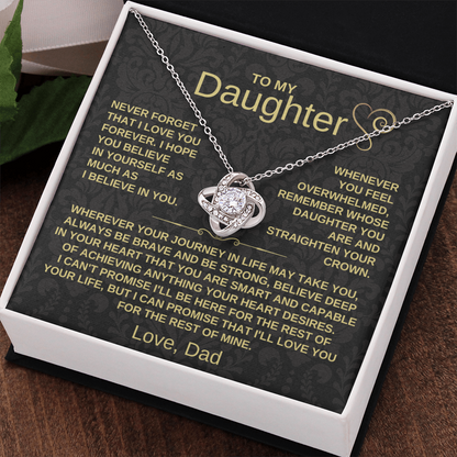 To My Daughter - Never Forget That I Love You - Love Knot Necklace Gift