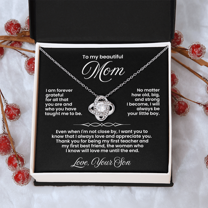 To My Beautiful Mom -I Love & Appreciate You - Love Knot Necklace Gift