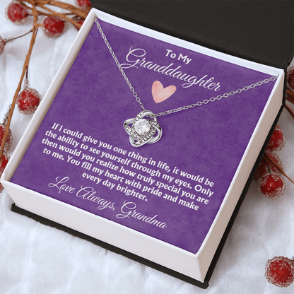 To My Granddaughter - You Fill My Heart With Pride - Love Knot Necklace Gift