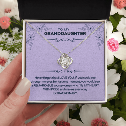 To My Granddaughter - Never Forget That I Love You - Love Knot Necklace Gift