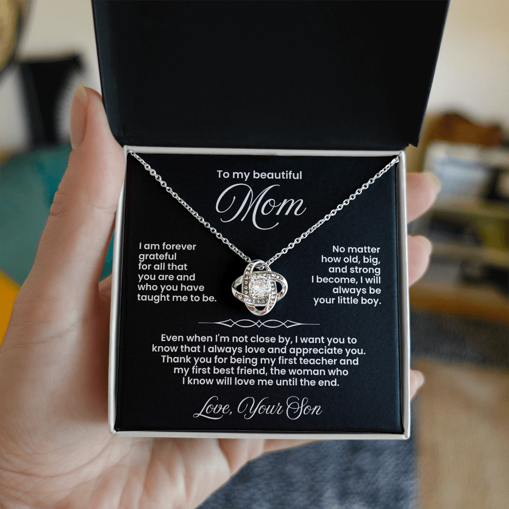 To My Beautiful Mom -I Love & Appreciate You - Love Knot Necklace Gift
