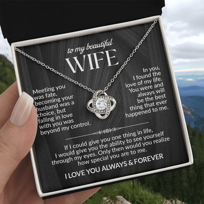 To My Beautiful Wife- Love Of My Life - Love Knot Necklace Gift Set