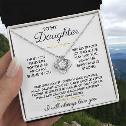 To My Daughter - I Will Always Love You - Love Knot Necklace Gift