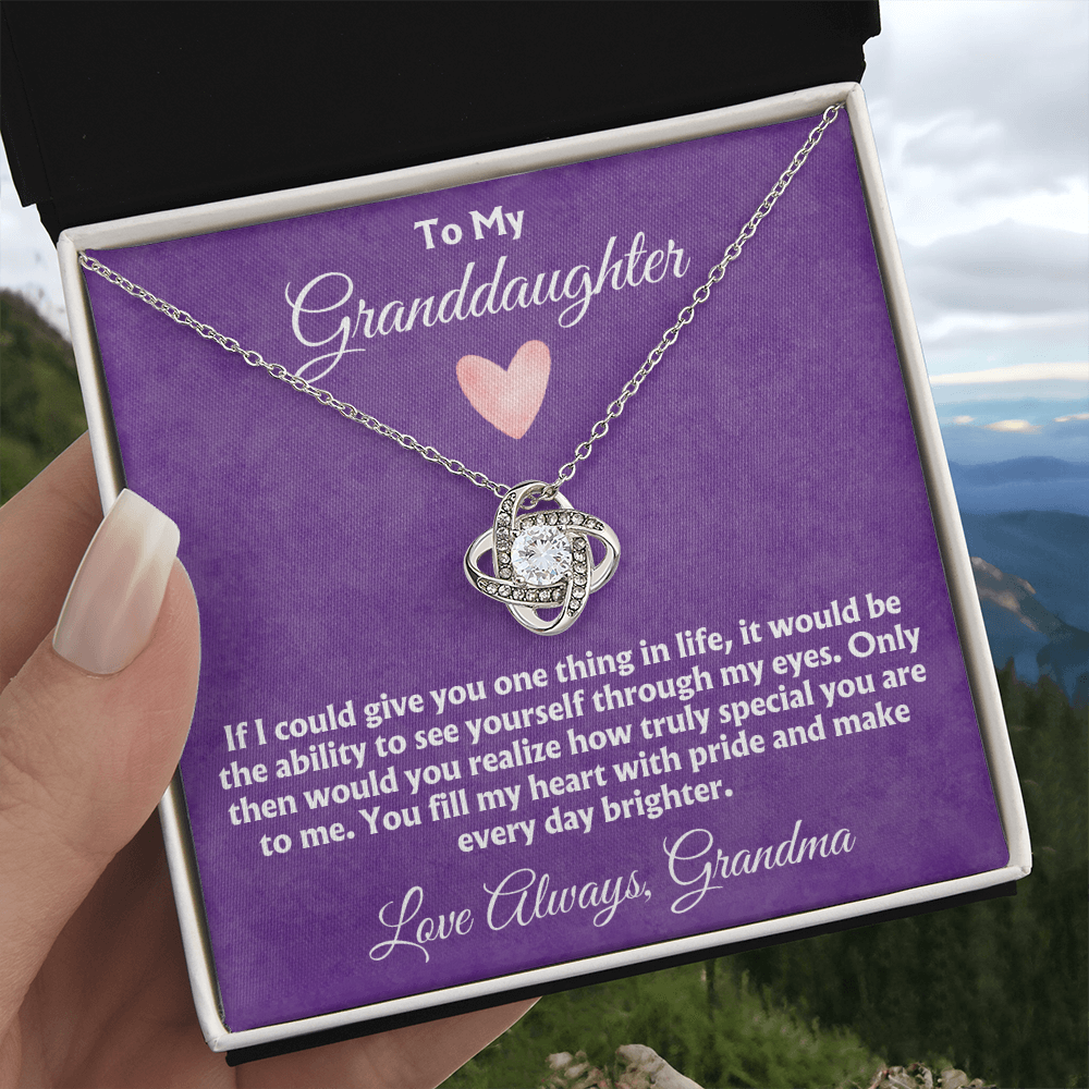 To My Granddaughter - You Fill My Heart With Pride - Love Knot Necklace Gift