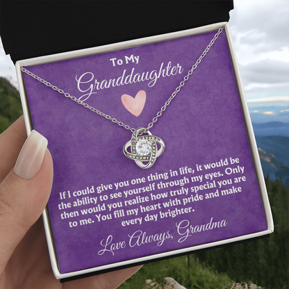 To My Granddaughter - You Fill My Heart With Pride - Love Knot Necklace Gift