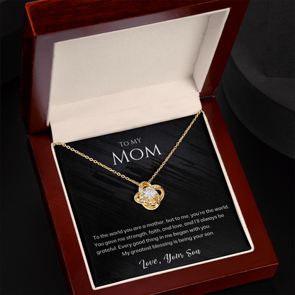 Mom - To Me You Are The World - Love Knot Necklace Gift Set