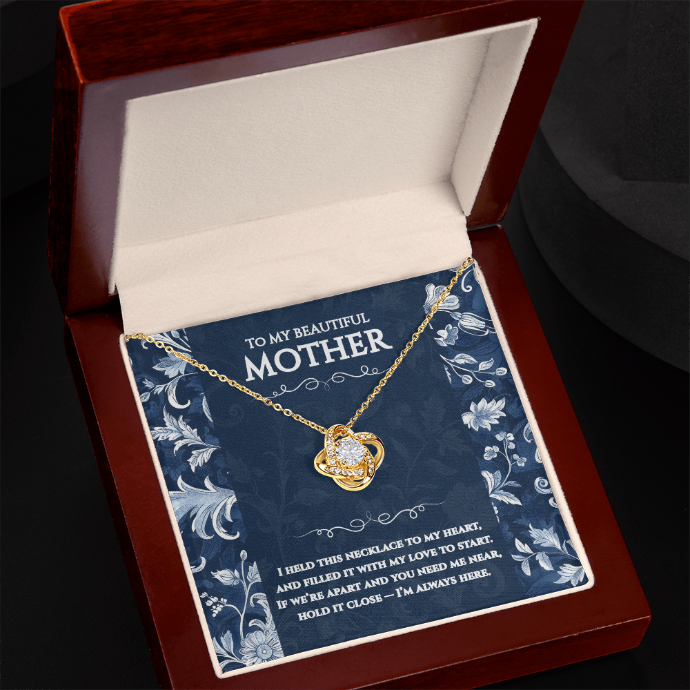 To My Mum - I’m Always Here - Toile De Jouy Love Knot Necklace Gift