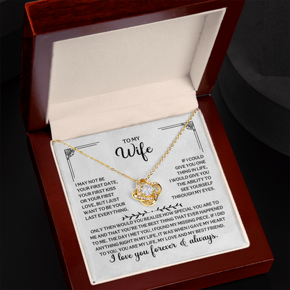 To My Wife - I Love You Forever and Always - Love Knot Necklace Gift