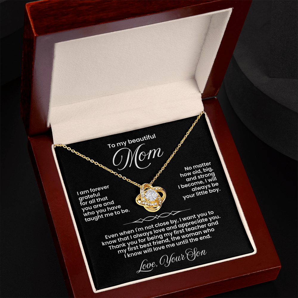 To My Beautiful Mom -I Love & Appreciate You - Love Knot Necklace Gift