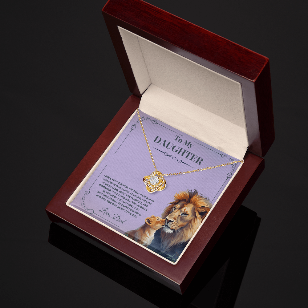 To My Daughter - Believe In Yourself - Love Knot Necklace Gift