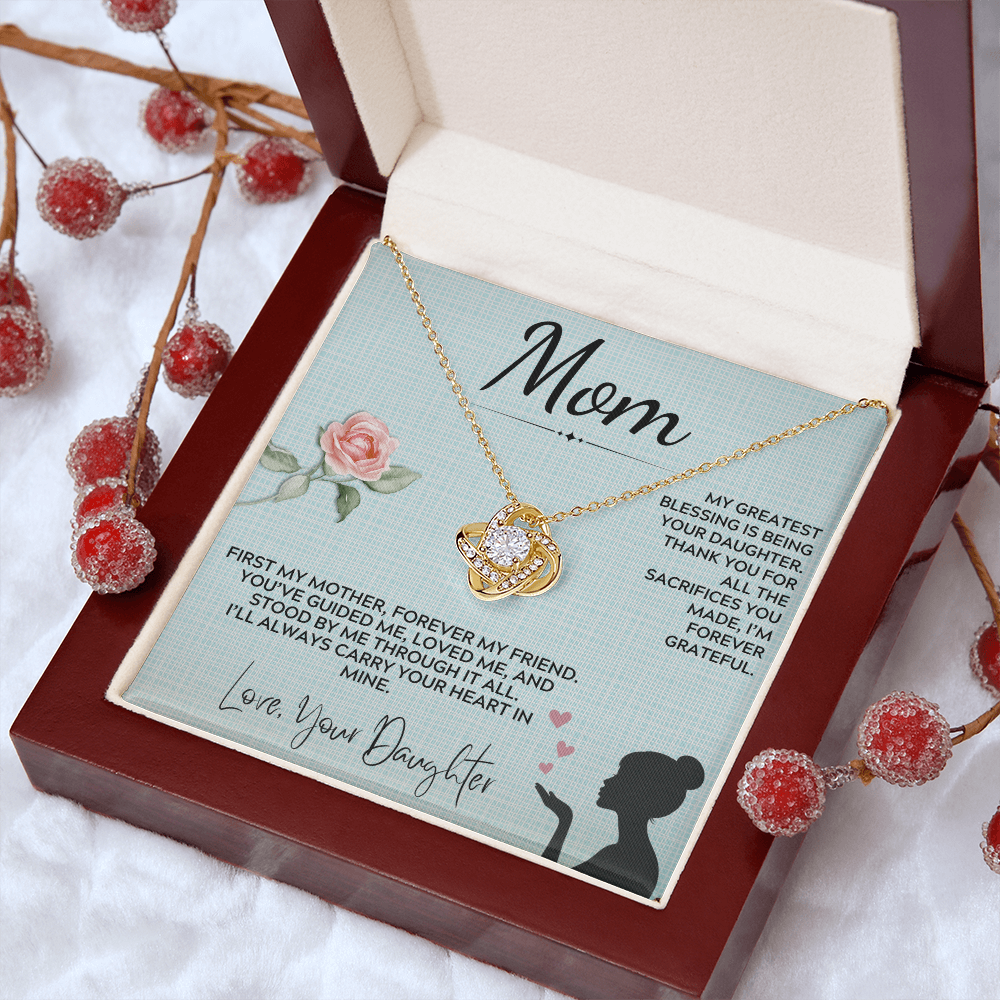 Mom - My Greatest Blessing - Love Knot Necklace Gift Set