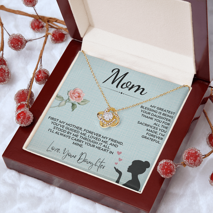 Mom - My Greatest Blessing - Love Knot Necklace Gift Set
