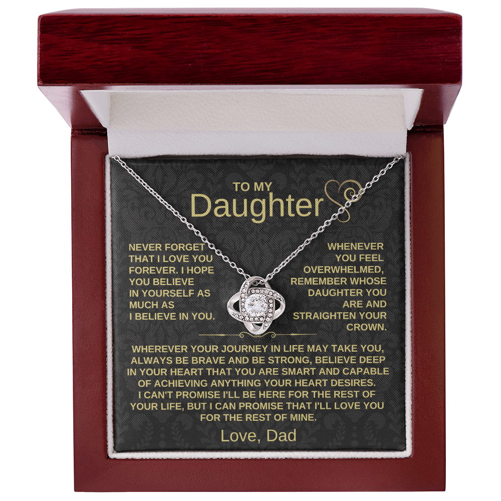 To My Daughter - Never Forget That I Love You - Love Knot Necklace Gift