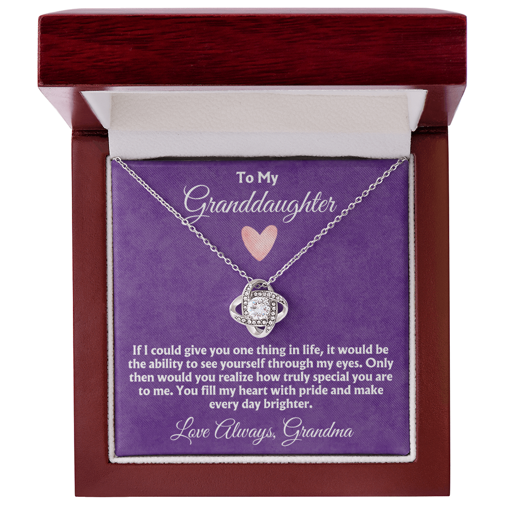To My Granddaughter - You Fill My Heart With Pride - Love Knot Necklace Gift