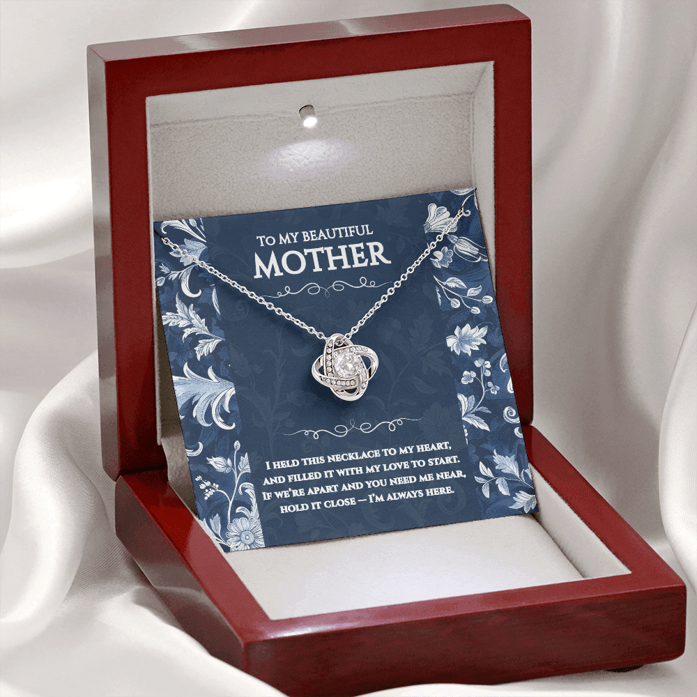 To My Mum - I’m Always Here - Toile De Jouy Love Knot Necklace Gift