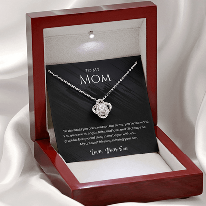 Mom - To Me You Are The World - Love Knot Necklace Gift Set