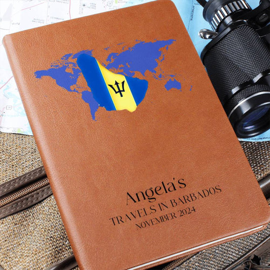 Personalized Leather Travel Journal Barbados Flag Notebook Travel Gift Travel Map Diary Custom Travel Planner Journal Travel Diary Gift 2024