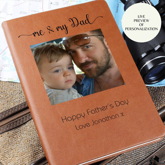 Personalized Photo Gift For Dad, Leather Journal, Custom Photo Gift, Custom Gift For Dad, Unique Photo Gift, Dad Gift Dad Christmas Gift