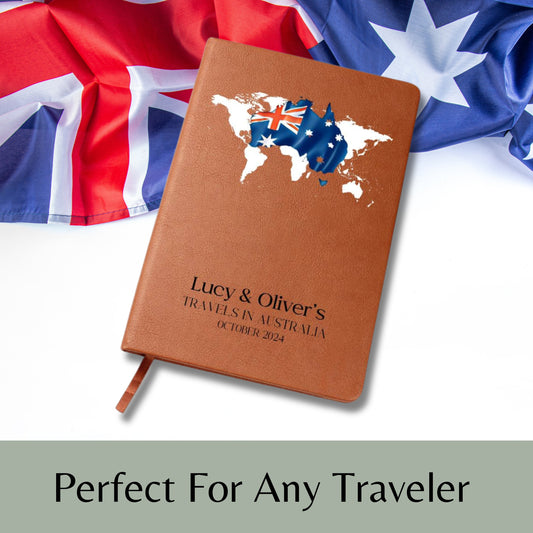 Personalized Leather Travel Journal - Travel Journal For Women Australia Travel Diary Custom Travel Planner Journal Travel Gift Couple