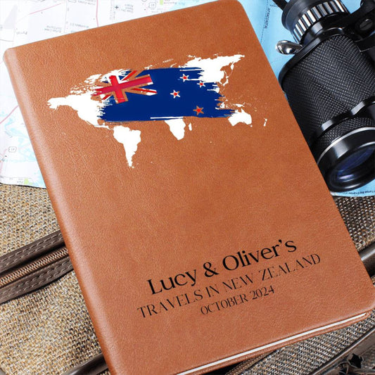 New Zealand Personalized Leather Travel Journal - Custom Travel Notebook Travel Planner Journal Bucket List Travel Gift New Zealand Gift