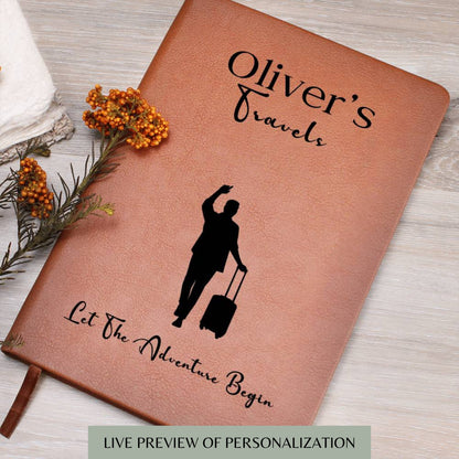 Personalized Leather Travel Journal For Men, Travel Gift For Him, Travel Notebook, Travel Gift, Leather Journal, Travel Diary Travel Planner