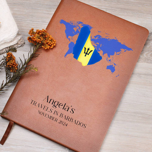 Personalized Leather Travel Journal Barbados Flag Notebook Travel Gift Travel Map Diary Custom Travel Planner Journal Travel Diary Gift 2024