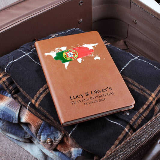 Personalized Leather Travel Journal - Portugal Travel Diary Travel Notebook Custom Travel Planner Journal Bucket List Travel Gift Couple