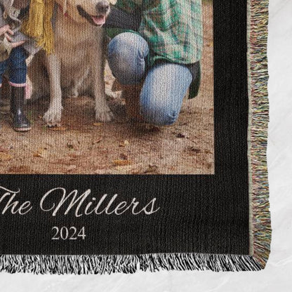 Custom Photo Blanket -Personalized Name Blanket -Photo Woven Cotton Throw Custom Blanket with Picture Grandma Gift For Mom Christmas Gift