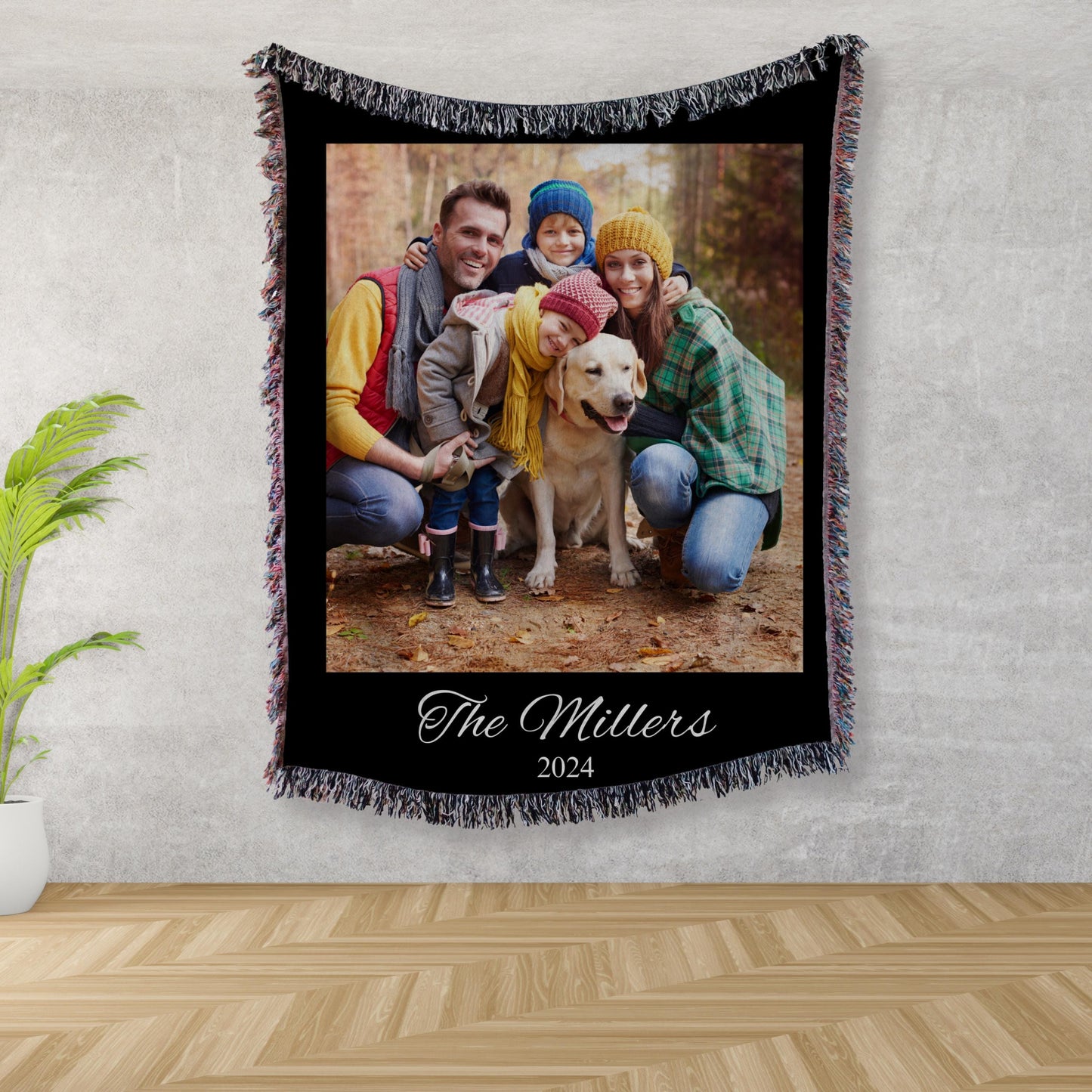 Custom Photo Blanket -Personalized Name Blanket -Photo Woven Cotton Throw Custom Blanket with Picture Grandma Gift For Mom Christmas Gift
