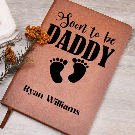 Expectant Dad Custom Leather Journal, Daddy To Be Gift Vegan Leather Journal Pregnant Fathers Day Gift For Husband Expectant/Expecting Daddy