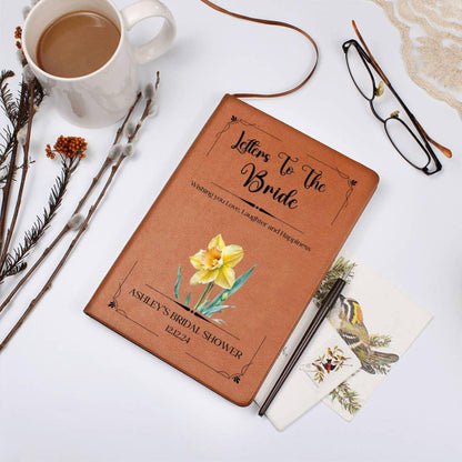 Personalised Letters To the Bride Book Birth Flower Leather Journal Bride Wedding Gift Bridal Shower Bride Memory Book Keepsake Wedding Gift