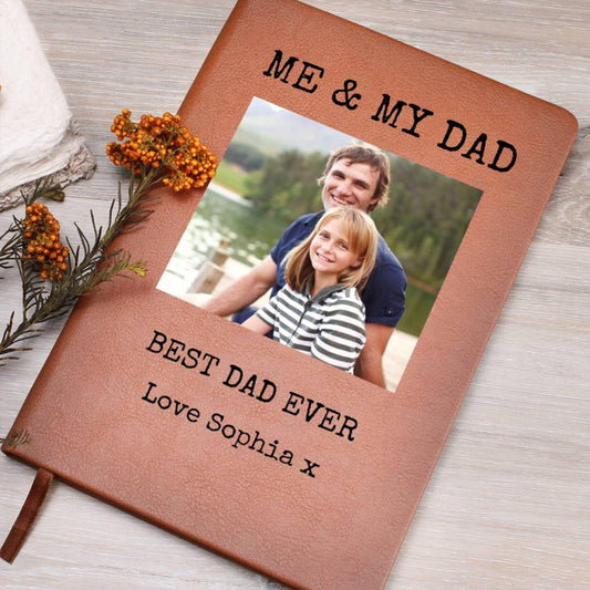 Personalized Book for Dad Custom Photo Leather Journal Memory Book for Dad Father’s Day Gifts For Dad Journal Dad Birthday Gift Christmas