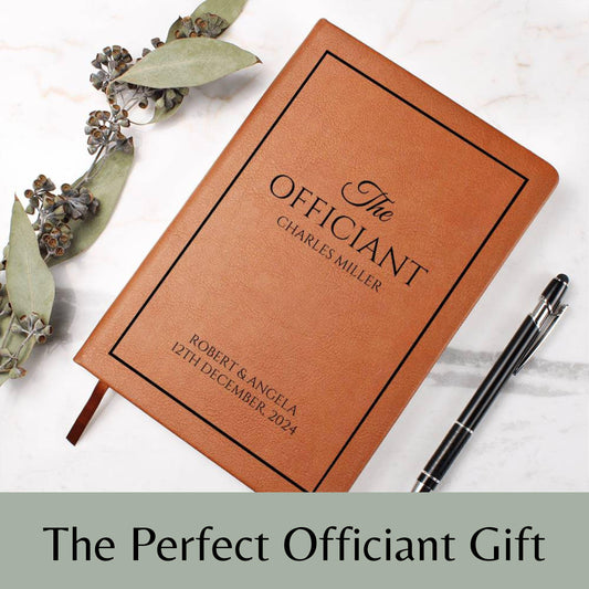 Personalized Officiant Journal- Officiant Gift, A5 Leather Journal Notebook, Wedding Journal, Officiant Proposal, Pastor Gift Officiant Book