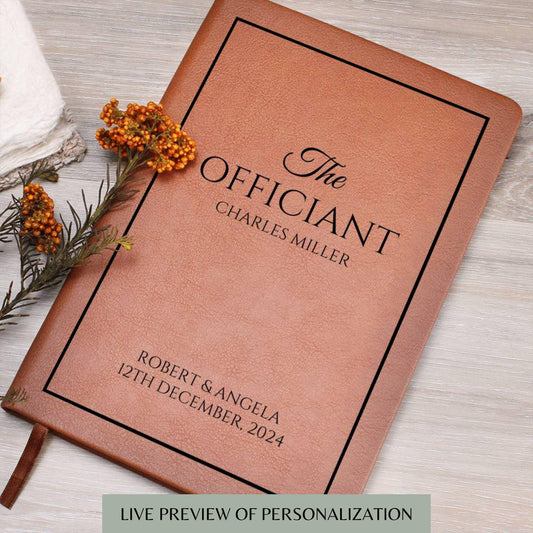 Personalized Officiant Journal- Officiant Gift, A5 Leather Journal Notebook, Wedding Journal, Officiant Proposal, Pastor Gift Officiant Book
