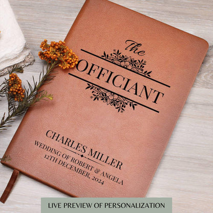 Personalized Officiant Journal- Custom Officiant Notebook A5 Leather Notebook, Wedding Journal Officiant Proposal Pastor Gift Officiant Book