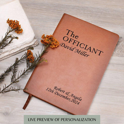 Custom Officiant Journal- Officiant Gift, A5 Leather Journal Notebook, Wedding Journal, Personalized Officiant Proposal, Pastor Gift Book