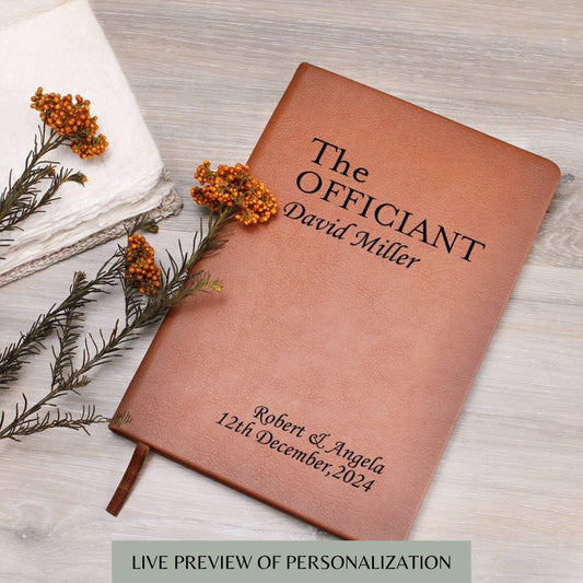 Custom Officiant Journal- Officiant Gift, A5 Leather Journal Notebook, Wedding Journal, Personalized Officiant Proposal, Pastor Gift Book
