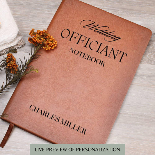 Personalized Wedding Officiant Book- Officiant Gift, A5 Leather Notebook, Wedding Journal, Officiant Proposal, Pastor Gift Officiant Book