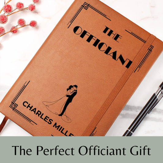 Art Deco Personalized Officiant Journal- Officiant Gift A5 Leather Notebook Wedding Journal Officiant Proposal Pastor Gift Officiant Book