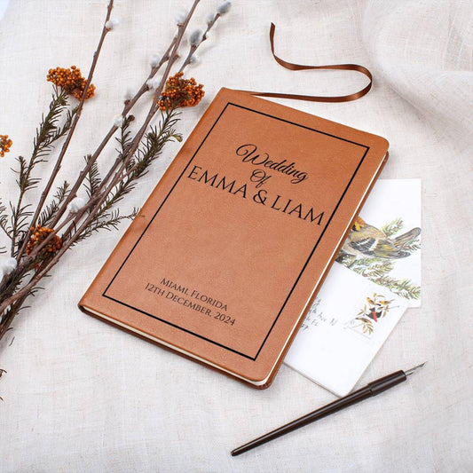 Personalized Wedding Guest Book, Custom Wedding Leather Guestbook, Wedding Reception Signing Book Wedding Keepsake Unique Wedding Guest Book