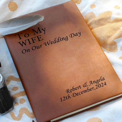 Personalized Wedding Vow Leather Journal- His Vows Wedding Letter Keepsake To My Wife On Our Wedding Day Notebook For Bride From Groom Gift