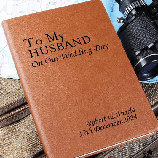 Personalized Wedding Vow Leather Journal- Her Vows Wedding Letter Keepsake To My Husband On Our Wedding Day Notebook For Groom From Bride