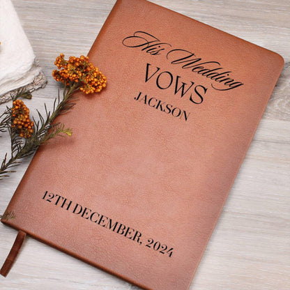 Personalized Wedding Vow Book Leather - His Wedding Vows Journal For Groom Gifts Ideas, Custom Vow Books, Wedding Personalized Vows Gift