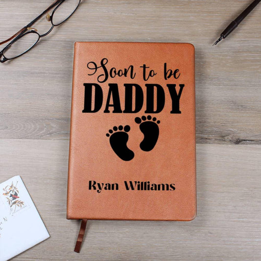 Expectant Dad Custom Leather Journal, Daddy To Be Gift Vegan Leather Journal Pregnant Fathers Day Gift For Husband Expectant/Expecting Daddy