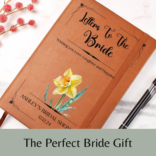 Personalised Letters To the Bride Book Birth Flower Leather Journal Bride Wedding Gift Bridal Shower Bride Memory Book Keepsake Wedding Gift