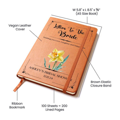Personalised Letters To the Bride Book Birth Flower Leather Journal Bride Wedding Gift Bridal Shower Bride Memory Book Keepsake Wedding Gift