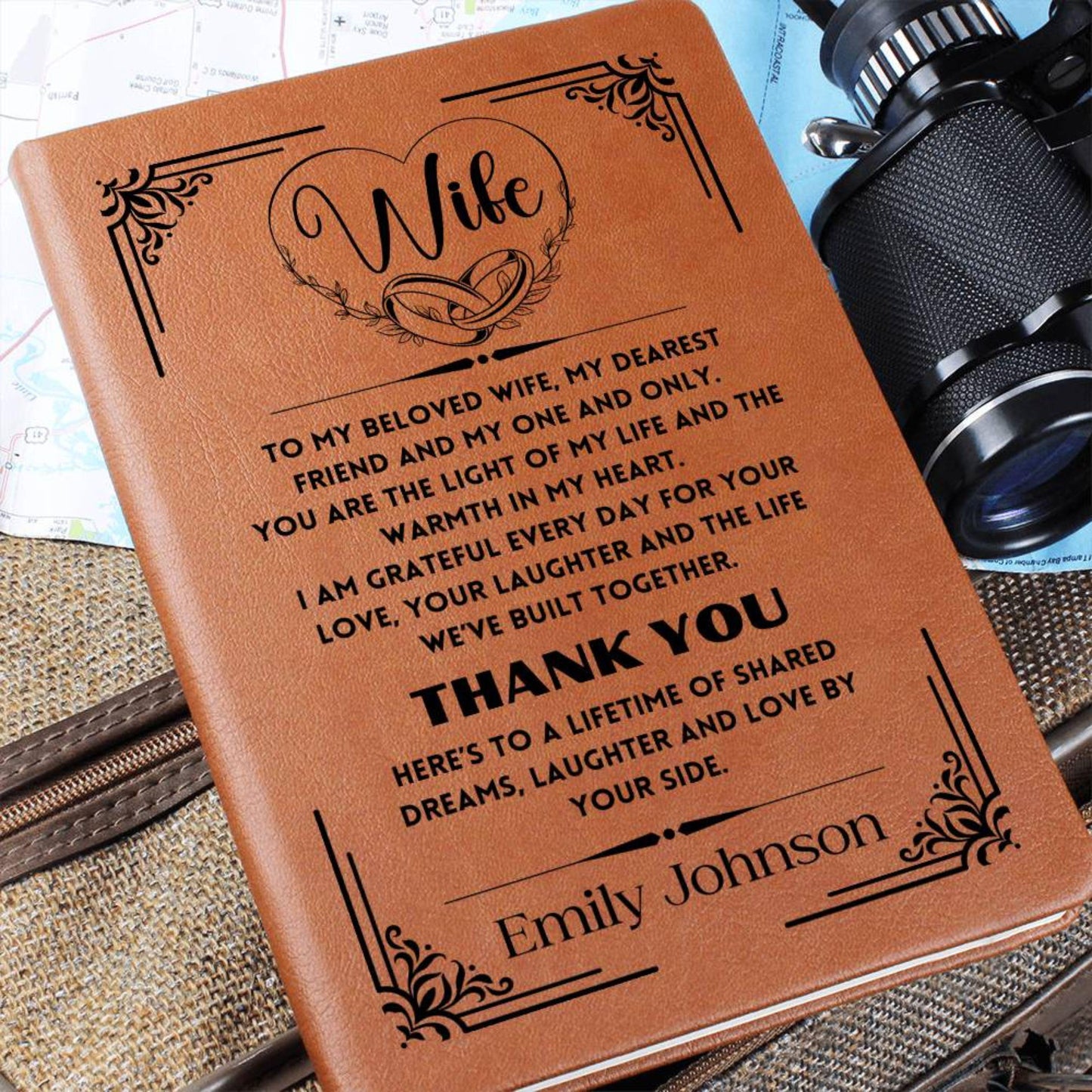 Personalized Wife Gift Leather Journal Custom Birthday Gift For Wife Christmas Gift Wife Anniversary Gift Wife Wedding 3rd Anniversary Gift