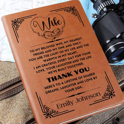 Personalized Leather Journal for Wife Gift from Husband Custom Name 3rd Anniversary Gift Romantic Gift Idea Birthday Keepsake for Her