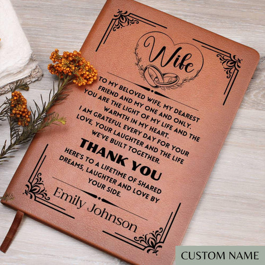 Personalized Leather Journal for Wife Gift from Husband Custom Name 3rd Anniversary Gift Romantic Gift Idea Birthday Keepsake for Her